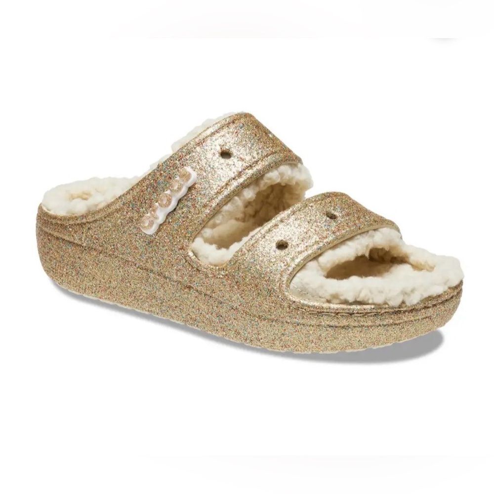CROCS Cozzzy Gold Metallic Slides Shoes M8 W10 Unisex READ